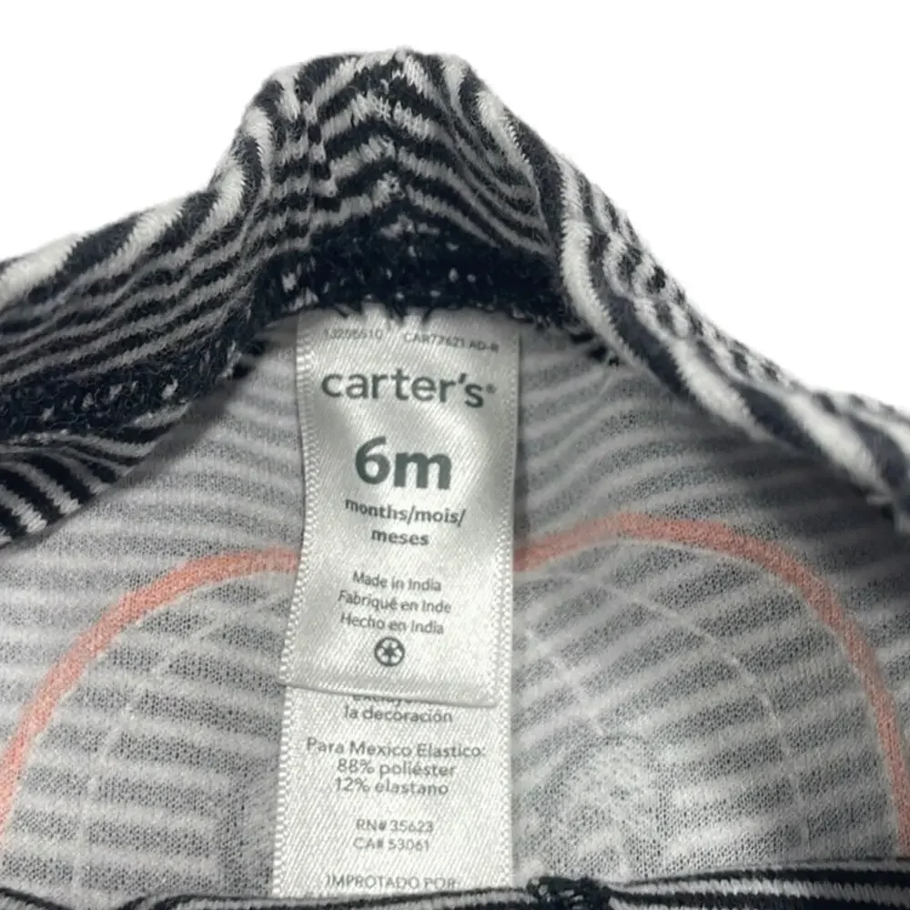 Carter’s Striped Pumpkin Bottom Pajama Pants Baby Size 6M Black White